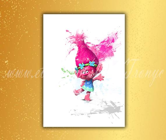 570x481 Trolls Poppy Poster Trolls Watercolor Poppy Print Home Etsy