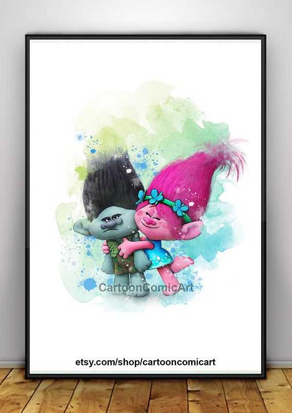 570x806 Amazing Trolls Dreamworks Poster Watercolor Trolls Poster Poppy