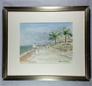 300x279 Peabody Signed Original Framed Watercolor Painting Seascape
