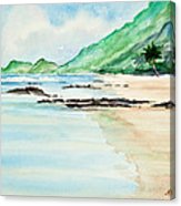 163x186 Secluded Tropical Beach Watercolor Art Print By Michelle Constantine