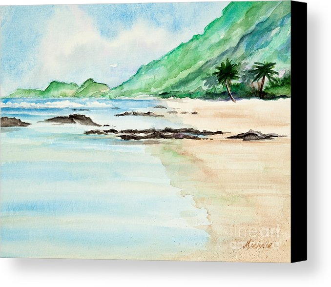 678x588 Secluded Tropical Beach Watercolor Canvas Print Canvas Art By