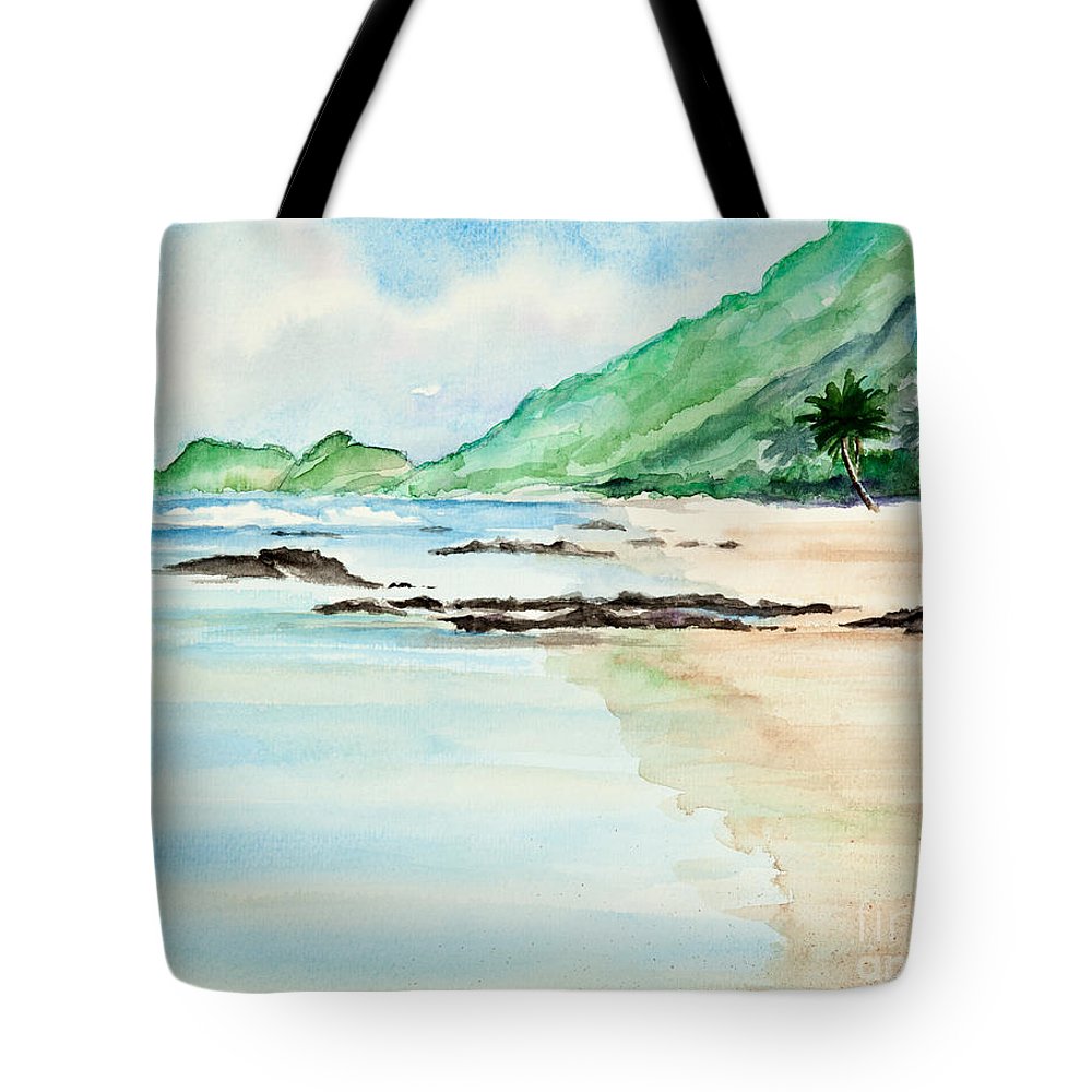 1000x1000 Secluded Tropical Beach Watercolor Tote Bag For Sale By Michelle