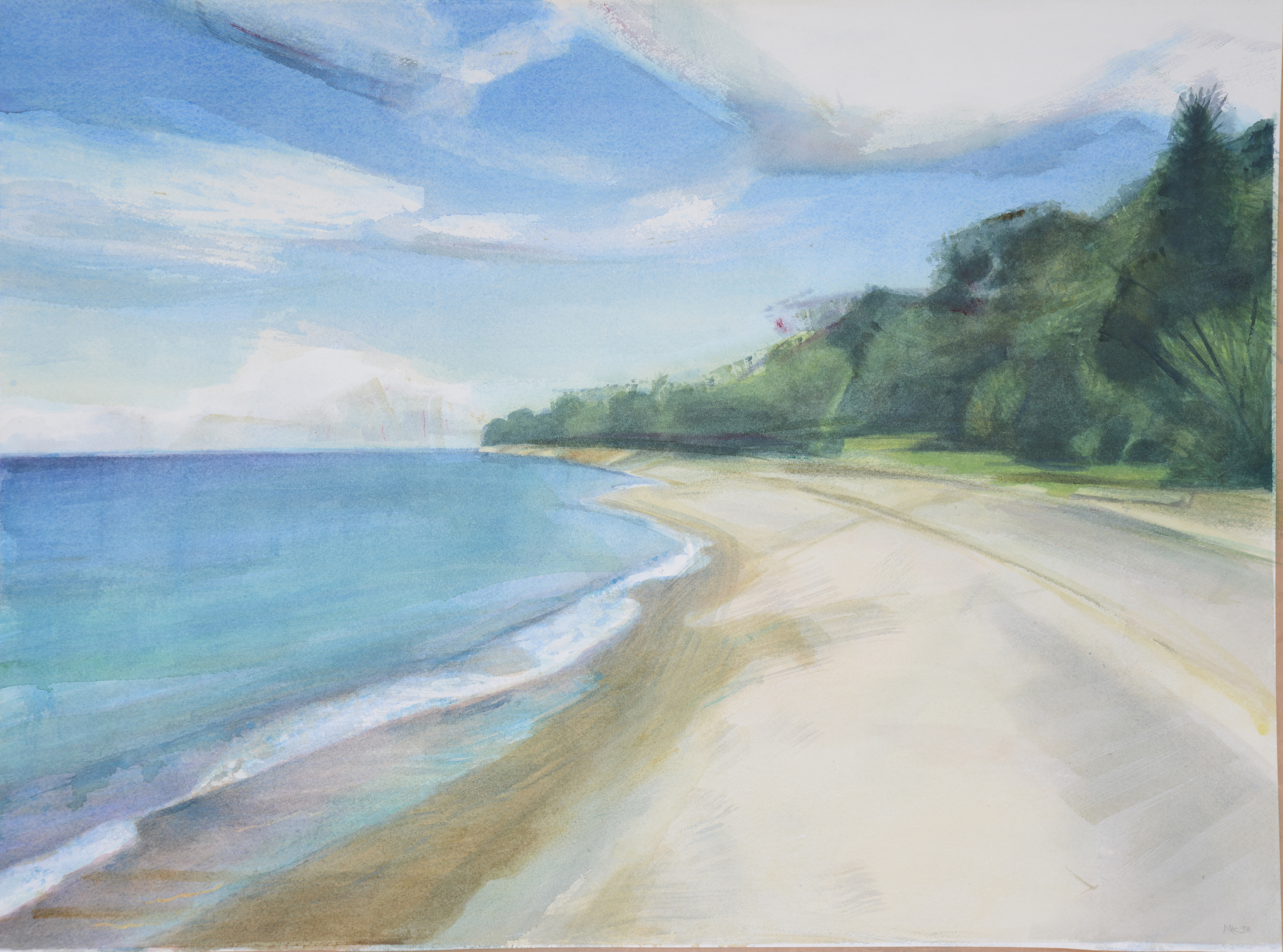 5933x4402 Tropical Beach Scene, Indonesia, 594 X 841 Mm Watercolour, Price