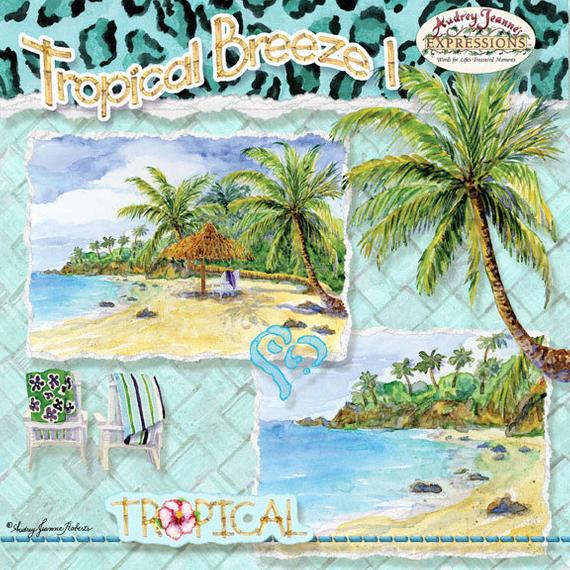 570x570 Watercolor Tropical Beach Digital Clip Art Kit Ajrob 064 Dc Etsy