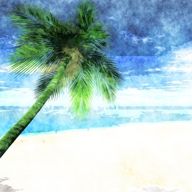 626x626 Watercolor Tropical Beach Background Vector Free Download