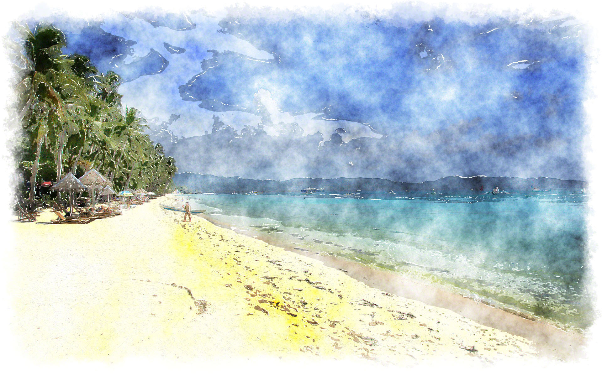1920x1200 Watercolor Beach