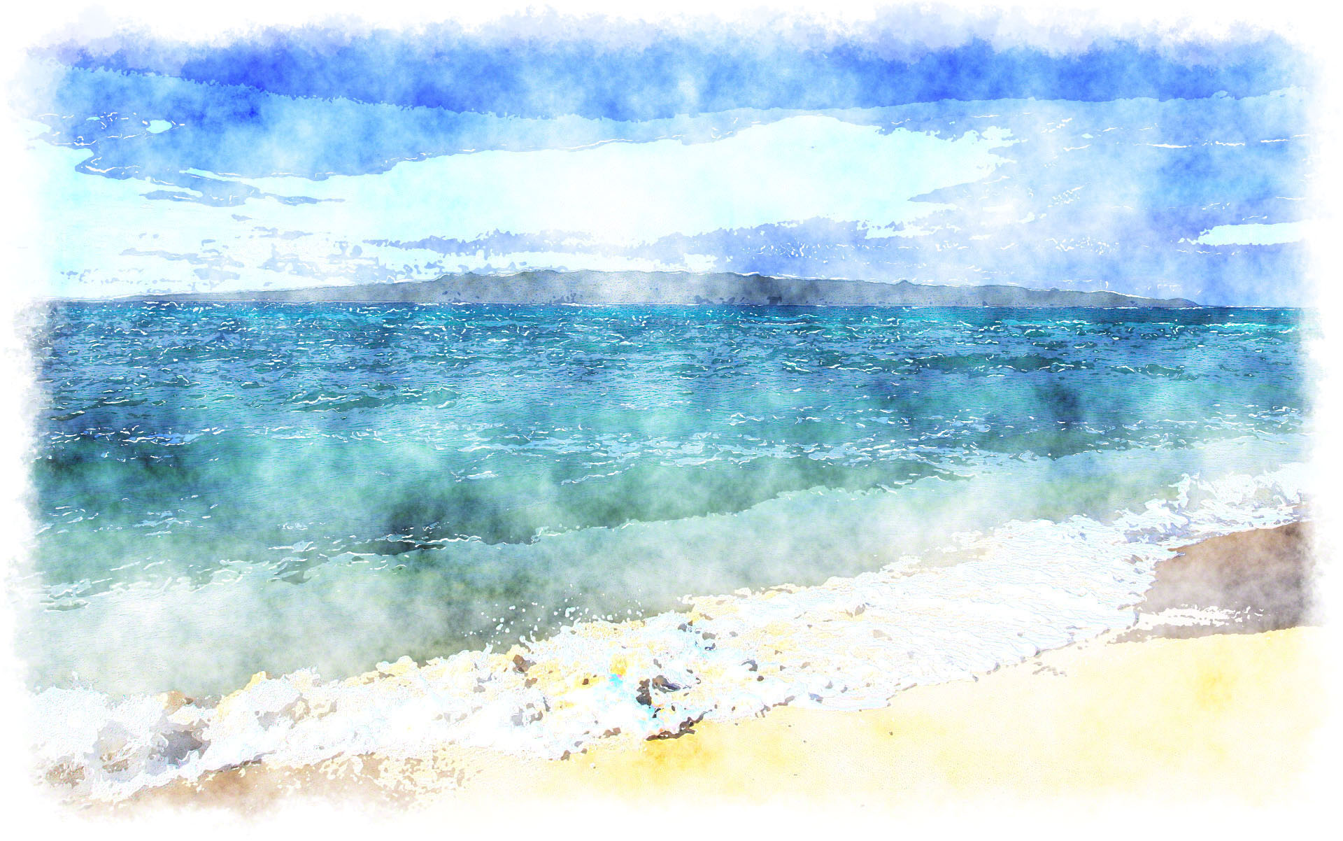 1920x1202 Watercolor Ocean