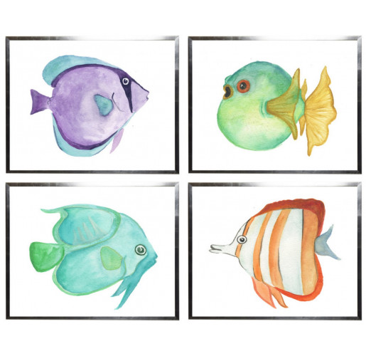515x500 Tropical Fish Watercolor Decorative Wall Art Wall Decor