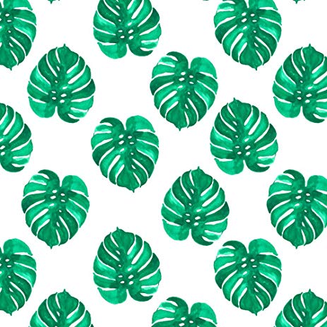 463x463 Tropical Fabric Monstera Palm Leaf Watercolor Green