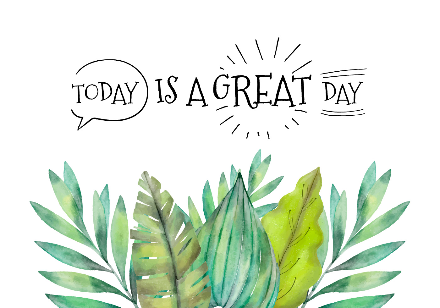 1400x980 Watercolor Leaves Free Vector Art