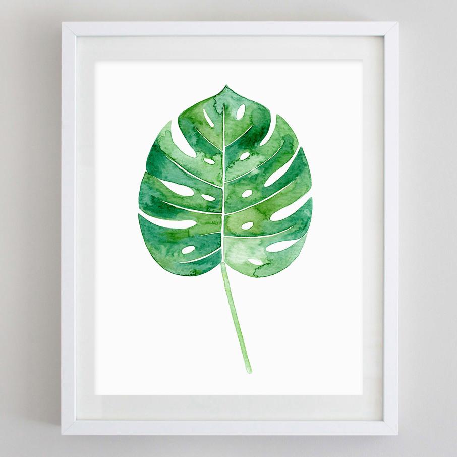 906x906 Banana Leaf Tropical Botanical Watercolor Print Carly Rae Studio