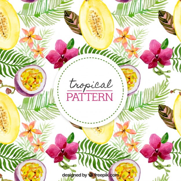 626x626 Pretty Tropical Watercolor Pattern Vector Free Download