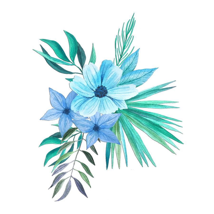 900x900 Tropical Watercolor Bouquet 10 Painting By Elaine Plesser