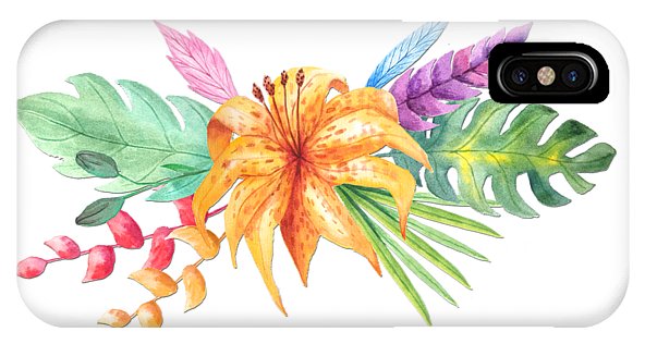 592x316 Tropical Watercolor Bouquet 4 Iphone X Case For Sale By Elaine Plesser