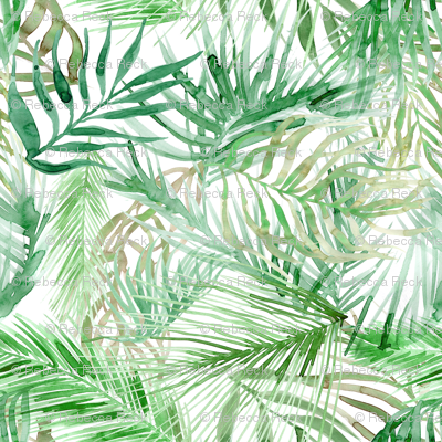 400x400 Tropical Watercolor Palm Leaves Wallpaper