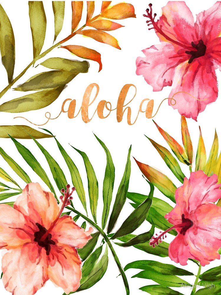 750x1000 Hawaiian Tropical Floral Aloha Watercolor Graphic T Shirt By