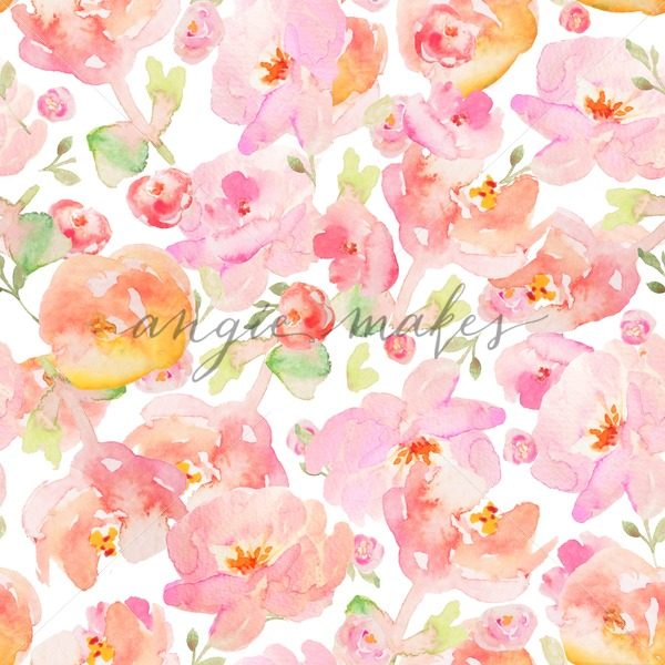 600x600 Tropical Watercolor Flowers Pattern