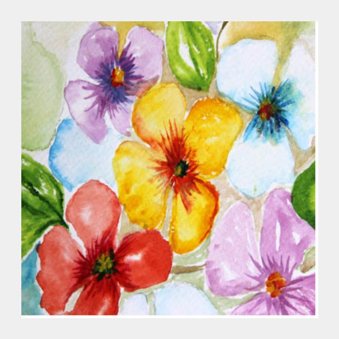 700x700 Tropical Watercolor Flowers Spring Design Floral Background Square