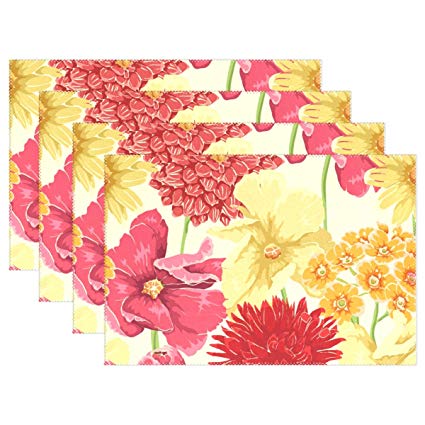 425x425 Wihve Placemats Wipeable Dining Watercolor Flowers
