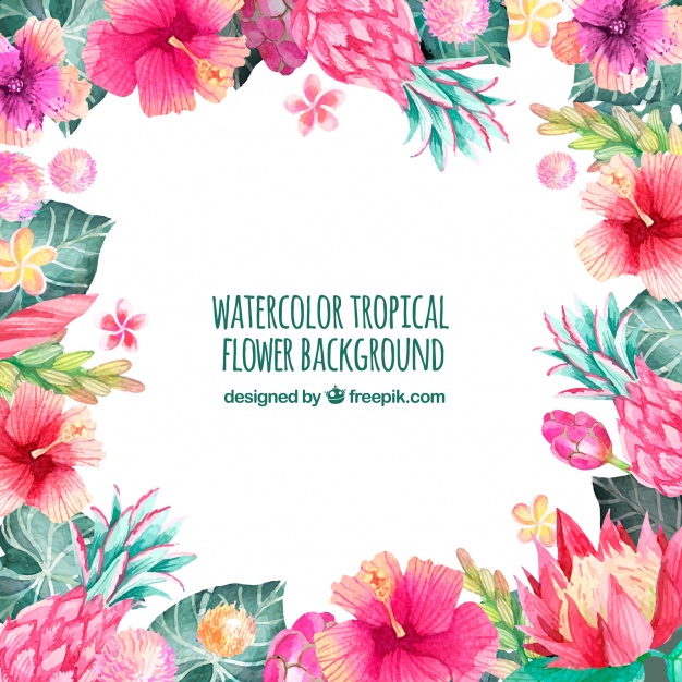 626x626 Background Of Tropical Watercolor Flowers Vector Free Download