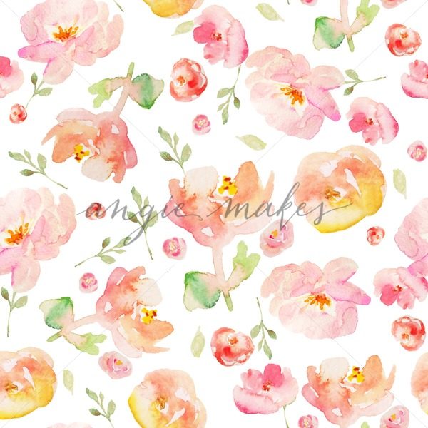 600x600 Cute Tropical Floral Pattern With Watercolor Flowers