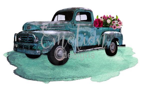 570x346 Ford Truck Watercolor Clip Art Bundle Instant Download Etsy