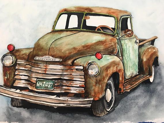 570x427 Old Chevy Classic Truck Watercolor Print On Paper Dodge