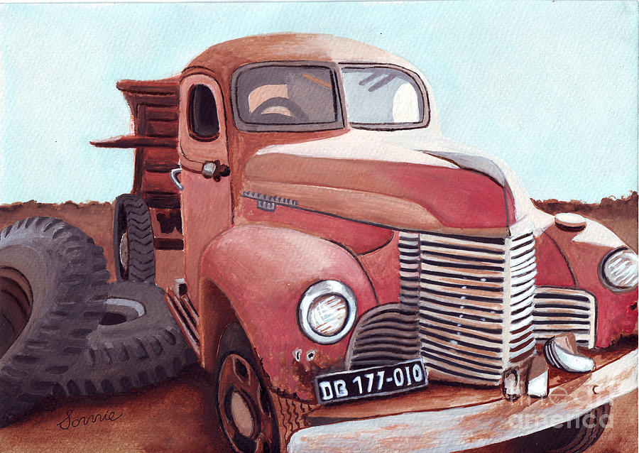900x638 Vintage Fire Truck Watercolor Painting In A Local Scrapyard