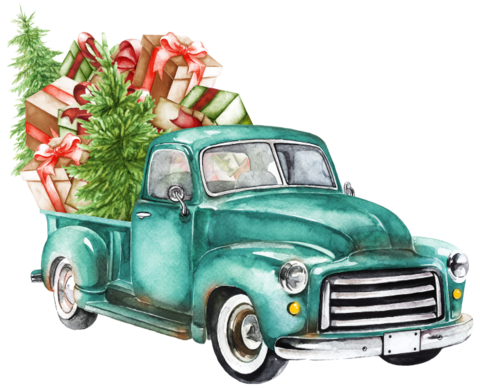 480x388 Watercolor Turquoise Truck