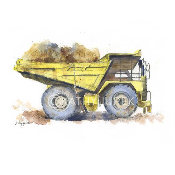 570x570 Yellow Dump Truck For Boys Monster Dump Truck Print Kids Etsy