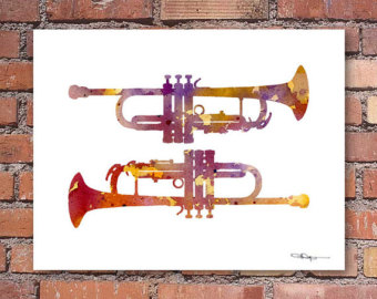 340x270 Watercolor Trumpet Etsy