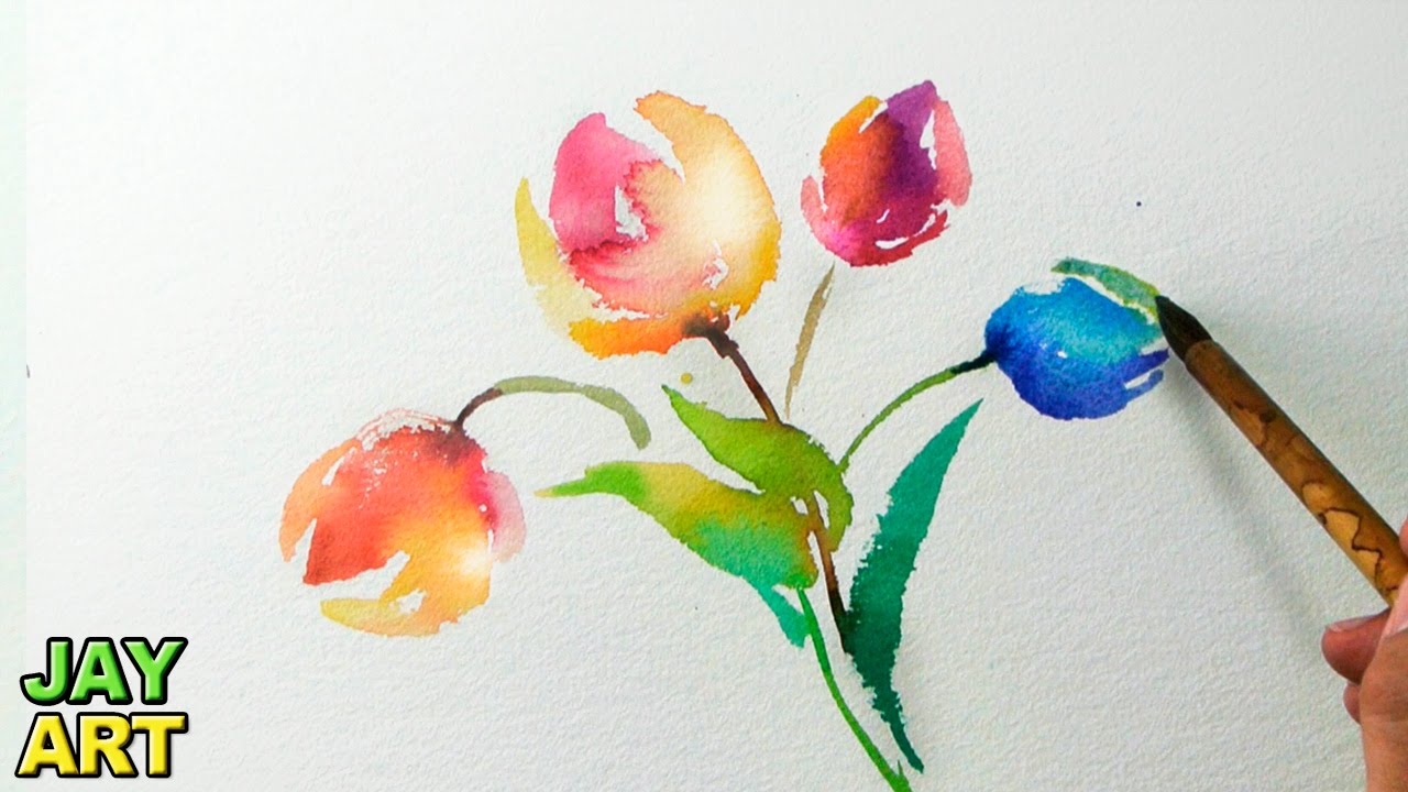 1280x720 Tulips Watercolor Painting (Fast And Easy)