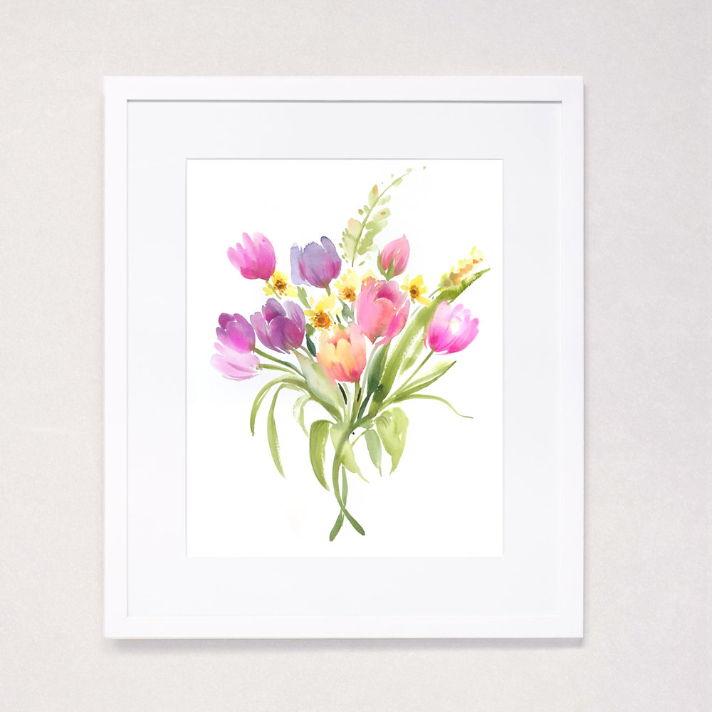 1000x1000 Spring Tulip Bouquet Watercolor Art Print Julie Song Ink
