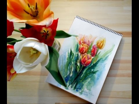 480x360 How To Paint Tulips In Watercolor Tutorial Speed Painting