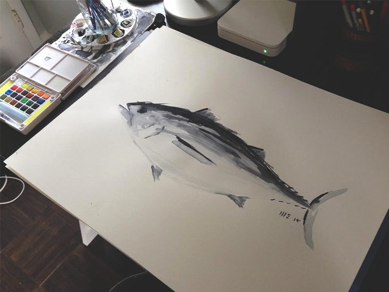 800x600 Tuna Watercolor By Michael Everitt