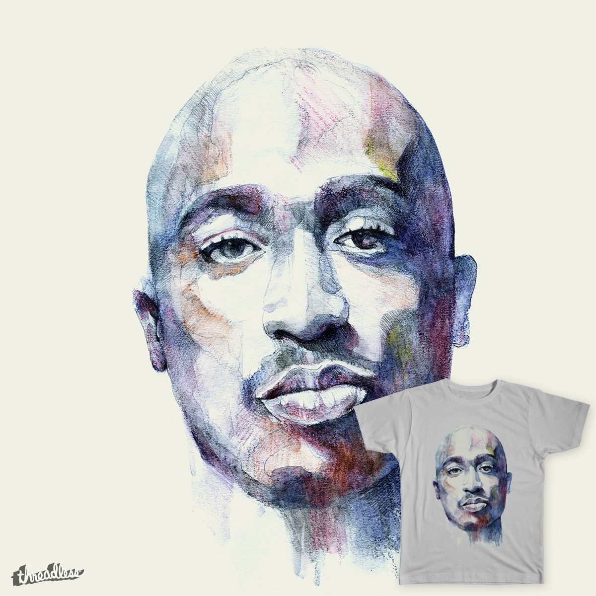1200x1200 Wawatercolor On Threadless Tupac Shakur