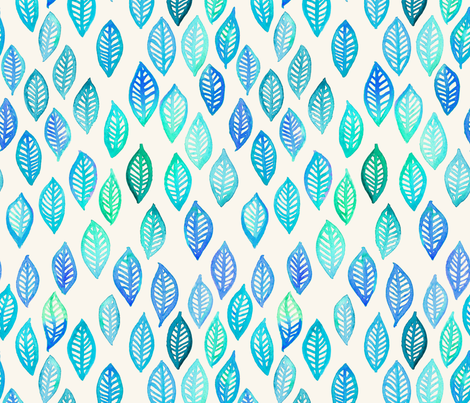 470x403 Watercolor Leaf Pattern In Blue And Turquoise Wallpaper