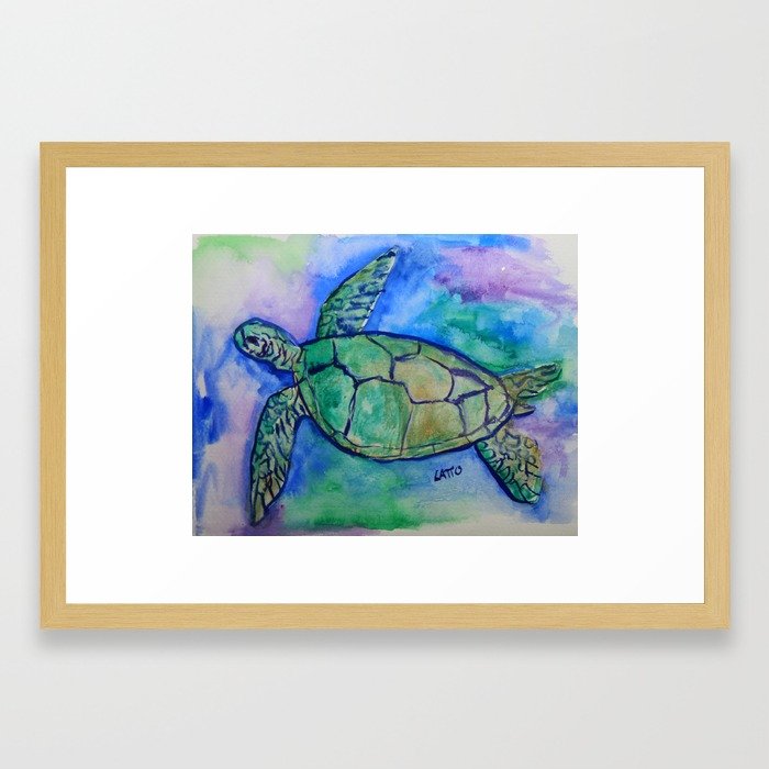 700x700 Sea Turtle Watercolor Painting Framed Art Print By Donnabellas