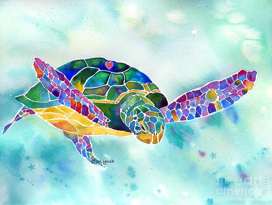 900x679 Sea Weed Sea Turtle Painting By Jo Lynch