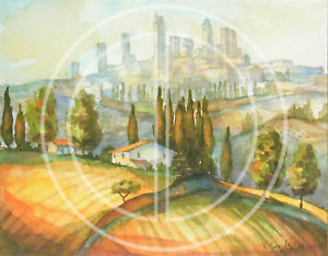300x234 Signed Watercolor Prints San Gimignano, Tuscany, Italy