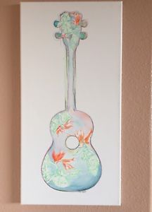 216x300 Watercolor Ukulele Painting 24x12 Canvas Ebay