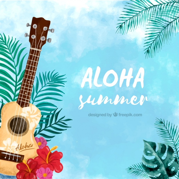 626x626 Watercolor Aloha Background With Ukulele Vector Free Download