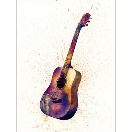 458x458 Acoustic Guitar Abstract Watercolor Art Canvas Print
