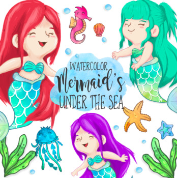 348x350 Watercolor Mermaid Amp Under The Sea Inspired Clip Art {Miss Clip