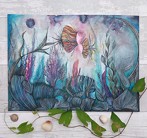 300x281 Original Watercolour By Hahonina 28cm X 37.5cm Underwater