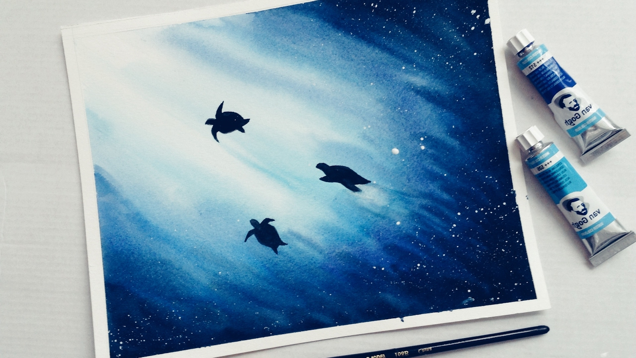 1280x720 Simple Water Color Paintings Simple Watercolor Underwater Scene