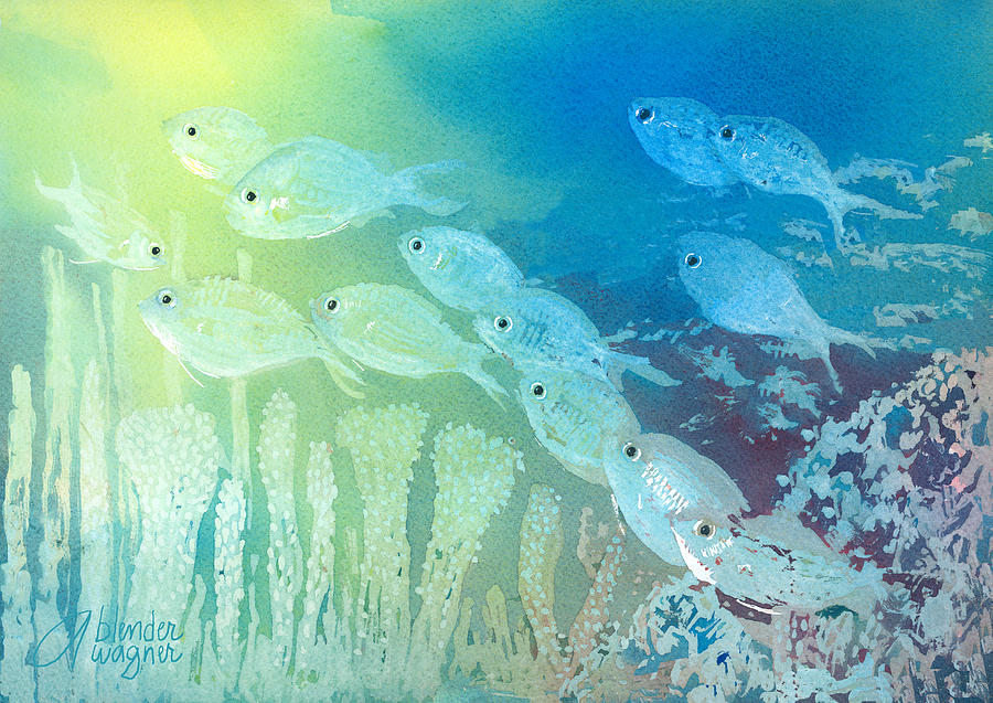 900x637 Underwater School Painting By Arline Wagner