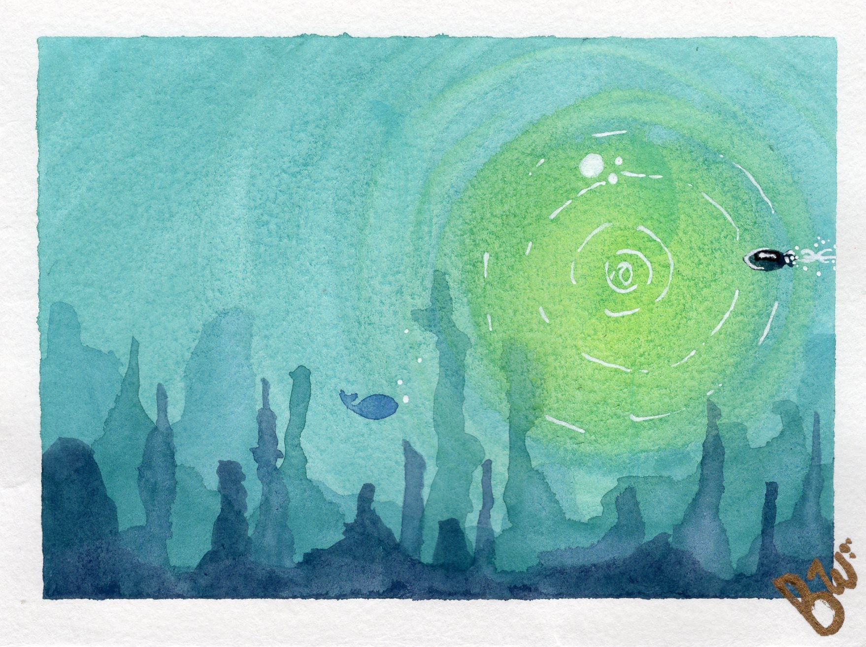 1758x1314 Underwater Watercolor Painting