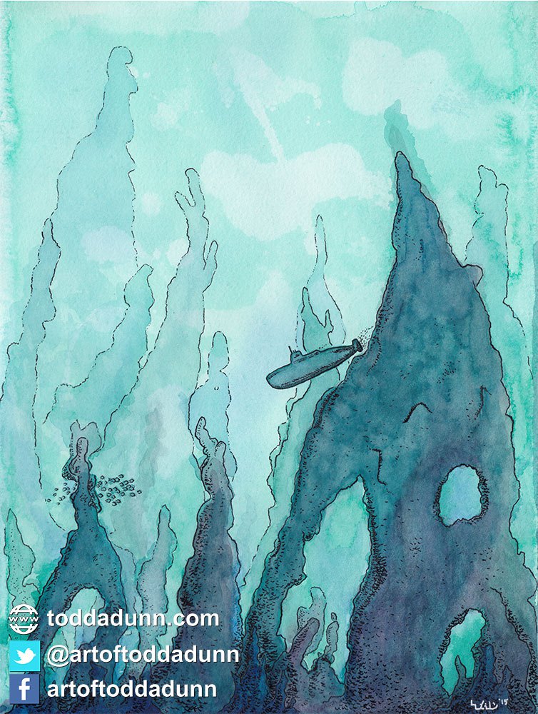 754x1000 Watercolor Painting Underwater Scene Todd A. Dunn