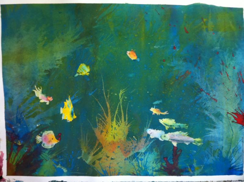 800x598 Watercolor Underwater Reef